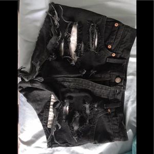 Levi’s black denim high waisted shorts